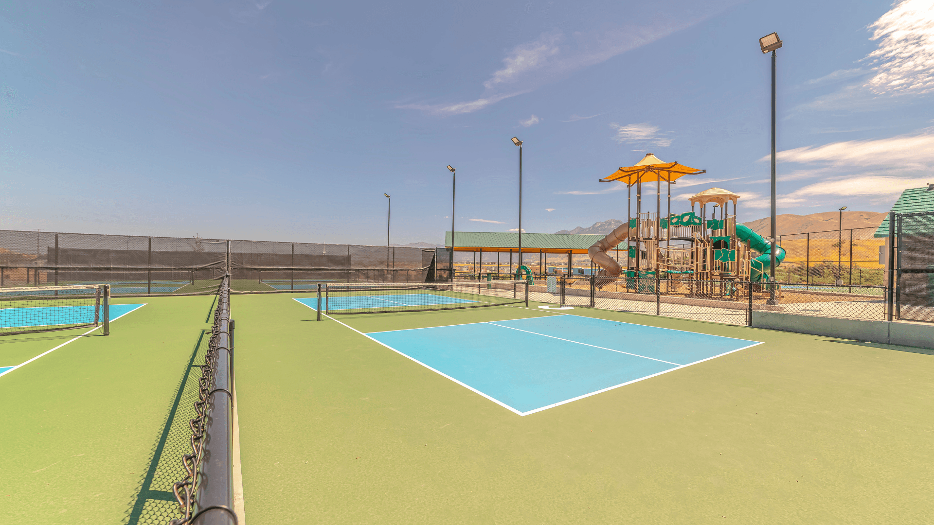 People using a public recreation court